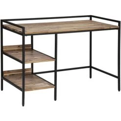 Atmosphera - Meuble Bureau En Métal Noir Et Bois D'Acacia 120x 60 Cm - Marron