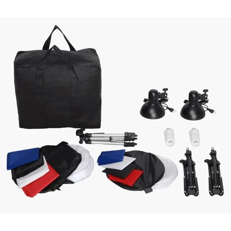 VidaXL Kit 2 Mini Studio Photo 2 Lampes 45W 2 Trépieds 8 Fonds - Multicolore 4 VidaXL Kit 2 Mini Studio Photo 2 Lampes 45W 2 Trépieds 8 Fonds - Multicolore – Image 2
