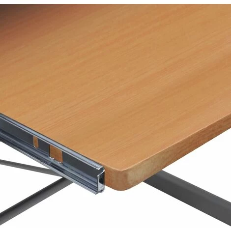 VidaXL Bureau D'Ordinateur Avec Plateau à Clavier Forme De L Marron - Brun 7 VidaXL Bureau D'Ordinateur Avec Plateau à Clavier Forme De L Marron - Brun – Image 5