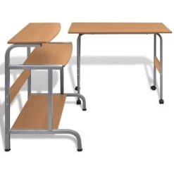 VidaXL Table De Bureau Réglable Pour Ordinateur Avec Roulettes Marron - Brun -France Bureau Soldes 2022 732686 3