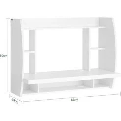 Table Murale Bureau Avec Étagère Intégrée Armoire De Rangement Murale (Blanc) FWT18-W SoBuy® -France Bureau Soldes 2022 8039503 3