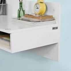 Bureau Informatique Table Murale Table De Cuisine Avec 1 Tiroir Et 2 Compartiments Ouverts -Blanc FWT30-W SoBuy® -France Bureau Soldes 2022 8039507 5