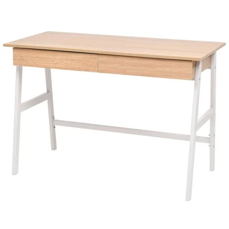 VidaXL Table D'écriture 110 X 55 X 75 Cm Chêne Et Blanc - Blanc 3 VidaXL Table D'écriture 110 X 55 X 75 Cm Chêne Et Blanc - Blanc