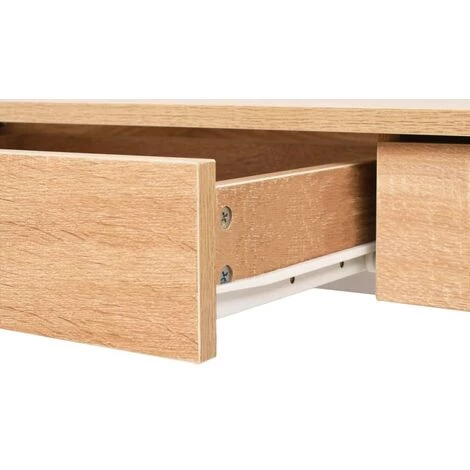 VidaXL Table D'écriture 110 X 55 X 75 Cm Chêne Et Blanc - Blanc 7 VidaXL Table D'écriture 110 X 55 X 75 Cm Chêne Et Blanc - Blanc – Image 5