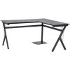 HOMCOM Bureau D'angle Informatique Design Contemporain 155L X 130l X 76H Cm MDF Acier Noir - Noir -France Bureau Soldes 2022 9167427 1