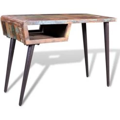 VidaXL Bureau Avec Pieds En Fer Bois De Récupération - Multicolore -France Bureau Soldes 2022 930150 4