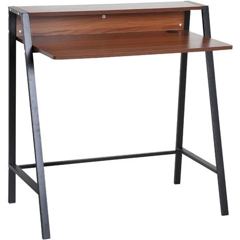 HOMCOM Bureau Secrétaire Bureau Informatique Dim. 84L X 45l X 85H Cm Style Néo-rétro étagère Coloris Noyer Noir - Marron 3 HOMCOM Bureau Secrétaire Bureau Informatique Dim. 84L X 45l X 85H Cm Style Néo-rétro étagère Coloris Noyer Noir - Marron