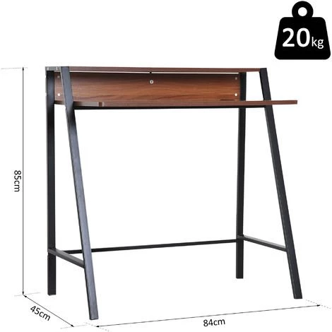 HOMCOM Bureau Secrétaire Bureau Informatique Dim. 84L X 45l X 85H Cm Style Néo-rétro étagère Coloris Noyer Noir - Marron 5 HOMCOM Bureau Secrétaire Bureau Informatique Dim. 84L X 45l X 85H Cm Style Néo-rétro étagère Coloris Noyer Noir - Marron – Image 3